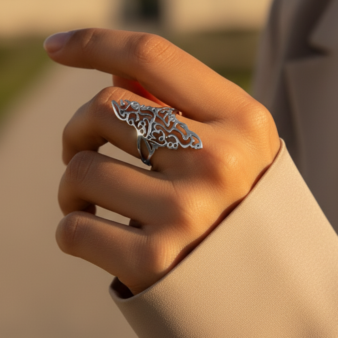 Barakah Palestine Calligraphy Map Ring