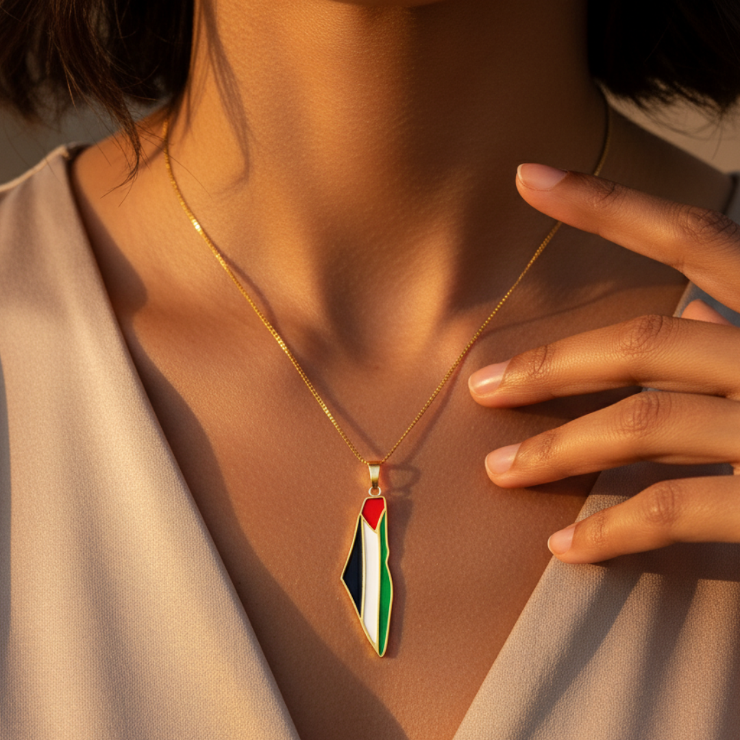 Barakah Palestine Pride Map Necklace