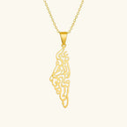 Barakah Palestine Calligraphy Map Necklace